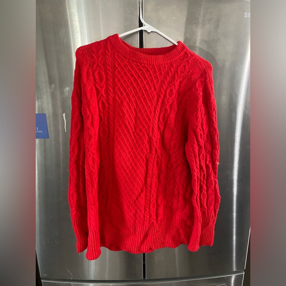 Red Knitted Sweater Midi Dress